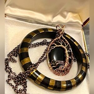 Genuine Horn Bracelet plus coordinating Tree of life pendant on long cha…